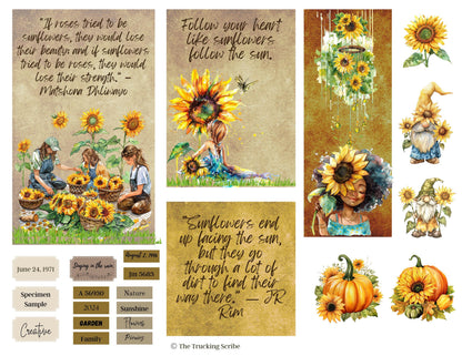 Botanical Field Notes – The Beauty of God Sunflower Folio Set | 8 Printable Journal Pages