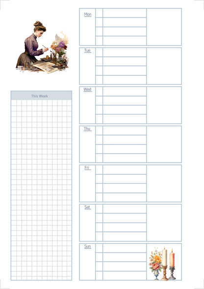 The Seamstress’s Diary – Printable Sewing-Themed Planner, 10-Page Digital Organizer, Vintage Stitching Design, Weekly & Project Pages