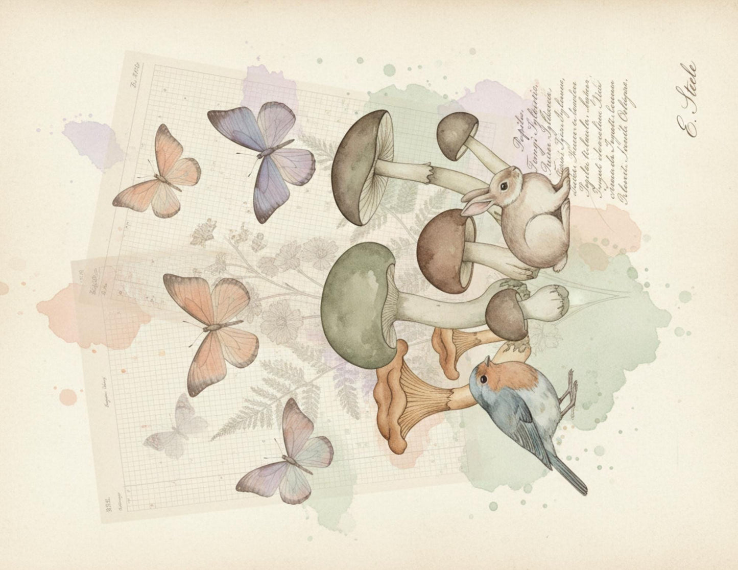 Peach & Sage Botanical Background Papers | Vintage Watercolor Nature Printable Pages | Junk Journal Collage Papers