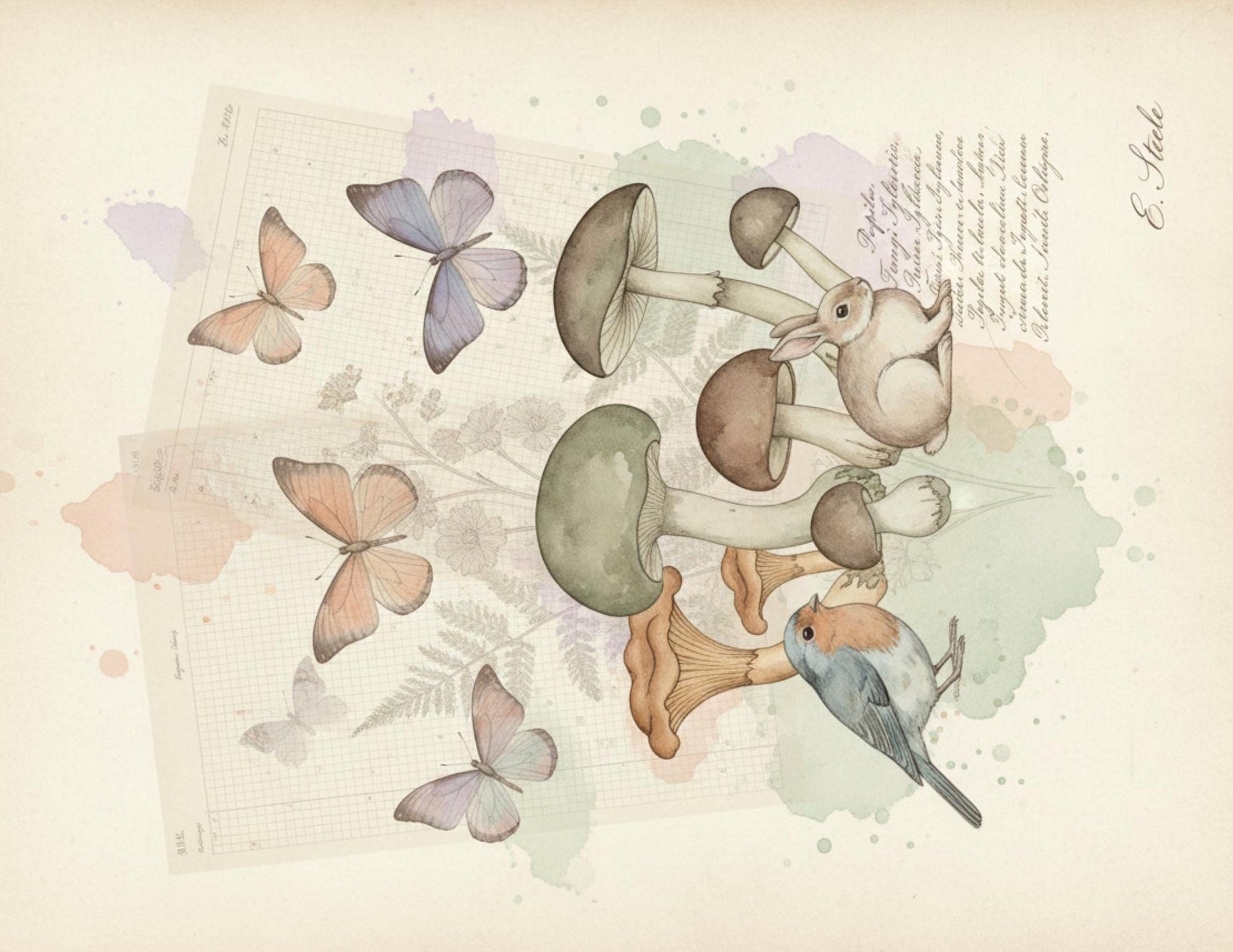 Peach & Sage Botanical Background Papers | Vintage Watercolor Nature Printable Pages | Junk Journal Collage Papers