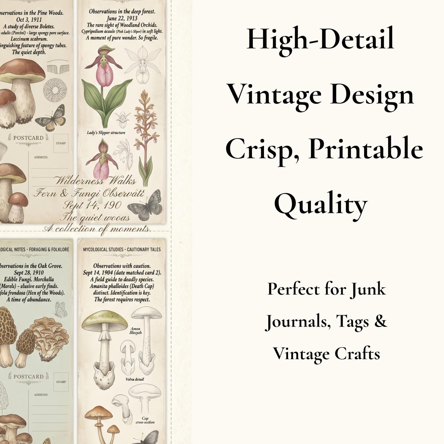 Peach & Sage Botanical Labels Tags | 5 Printable Pages | Vintage Junk Journal Ephemera Specimen Labels