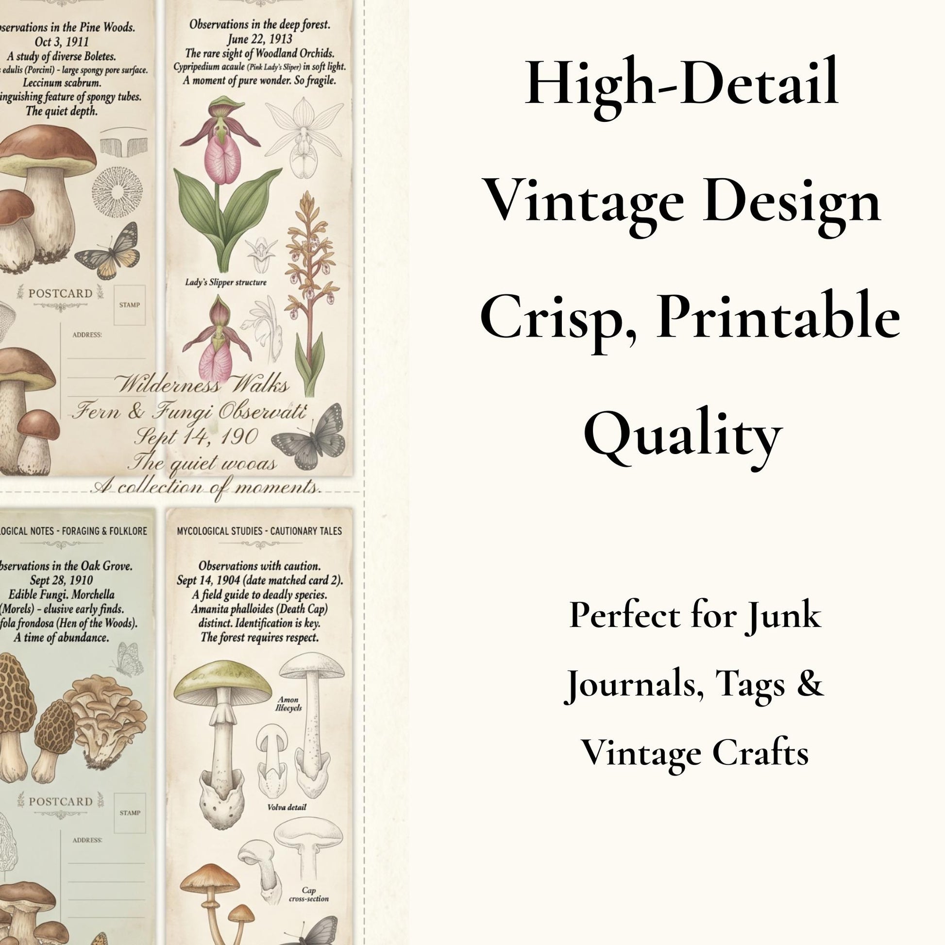 Peach & Sage Botanical Labels Tags | 5 Printable Pages | Vintage Junk Journal Ephemera Specimen Labels