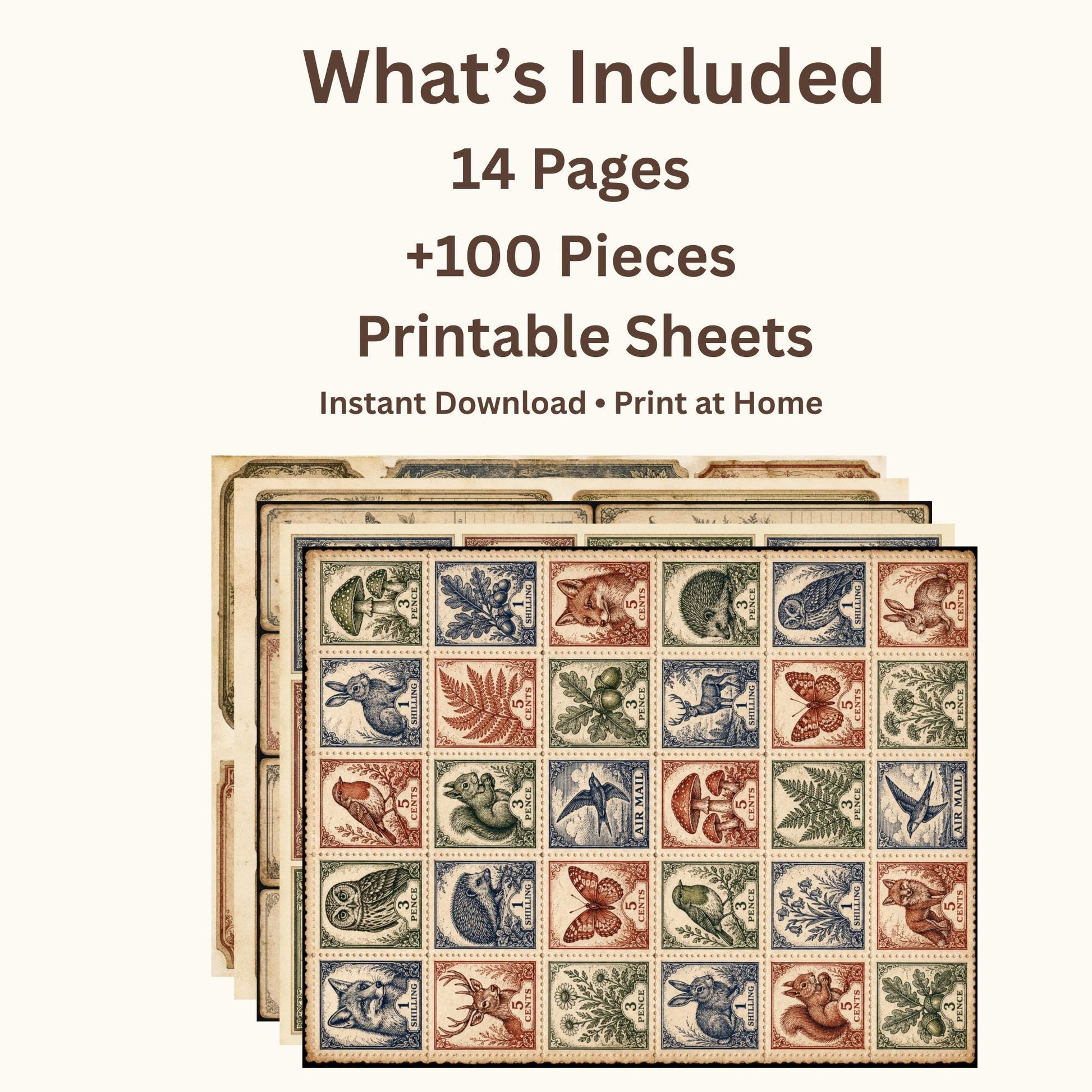 Victorian Archive Labels & Specimen Cards | Printable Natural History Ephemera | Junk Journal Printable Kit
