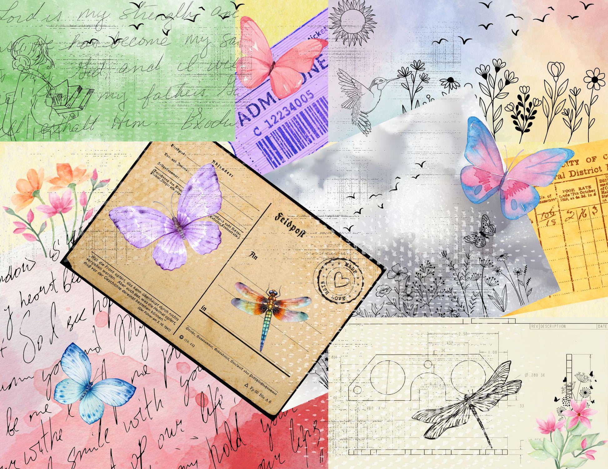 Whispering Wings Journal Kit | Dragonfly & Butterfly Printable Pages