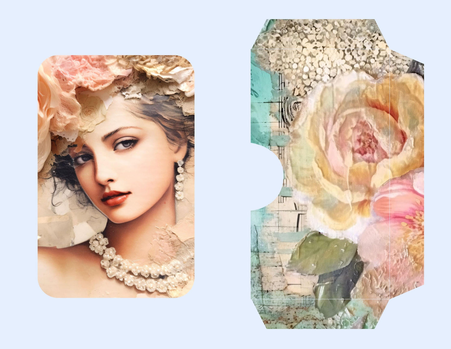 Whispering Garden – The Quiet Collection | Peach Floral Junk Journal Kit, Soft Botanical Ephemera & Printable Collage Papers