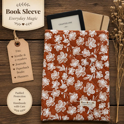 Quilted Book Or Kindle Slip Sleeve – Everyday Magic Collection | Fits 7” E-Readers, Journals, and Planners