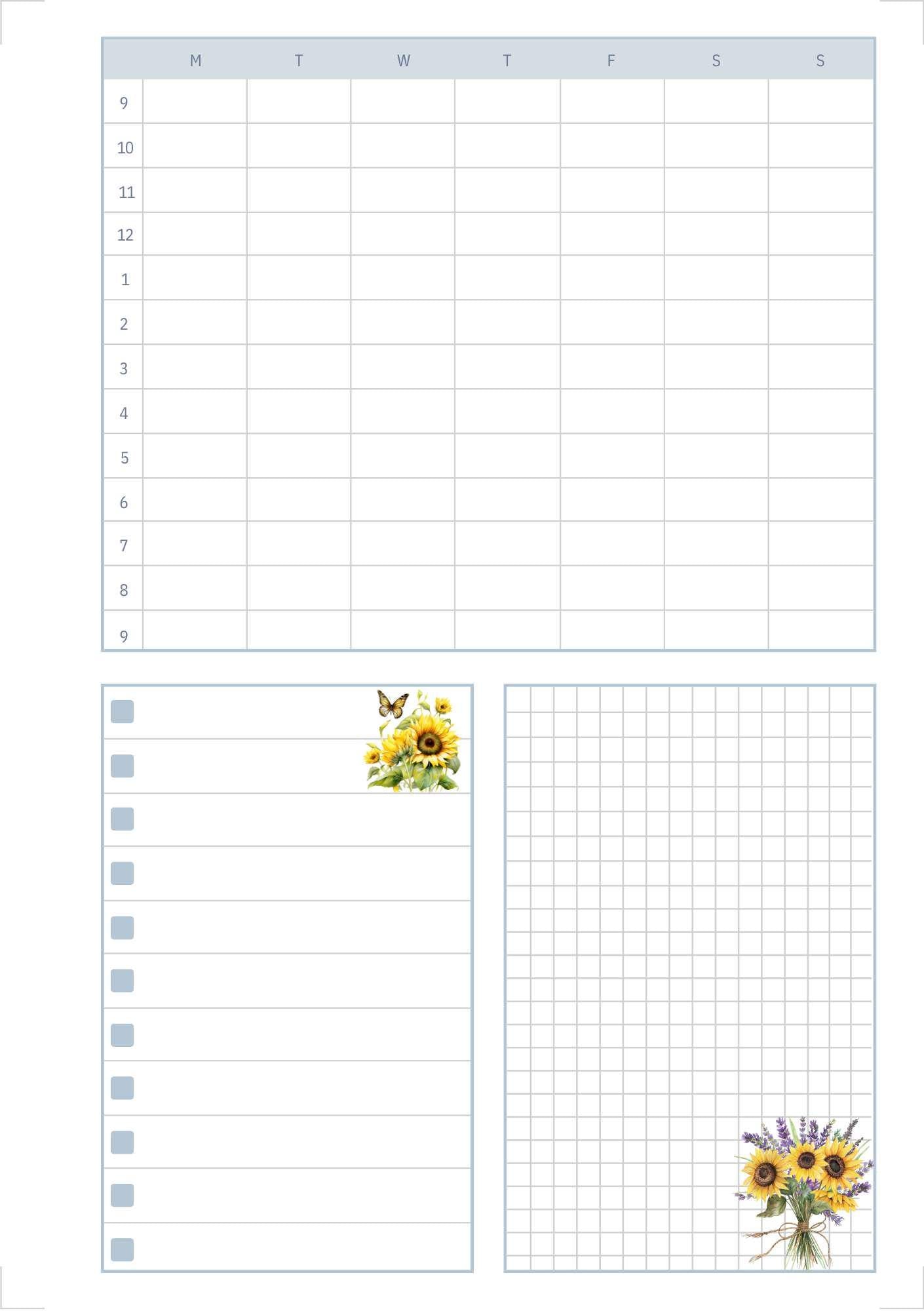 Quiet Wednesday Planner Pages | Beauty of God & Sunflowers Printable Collection