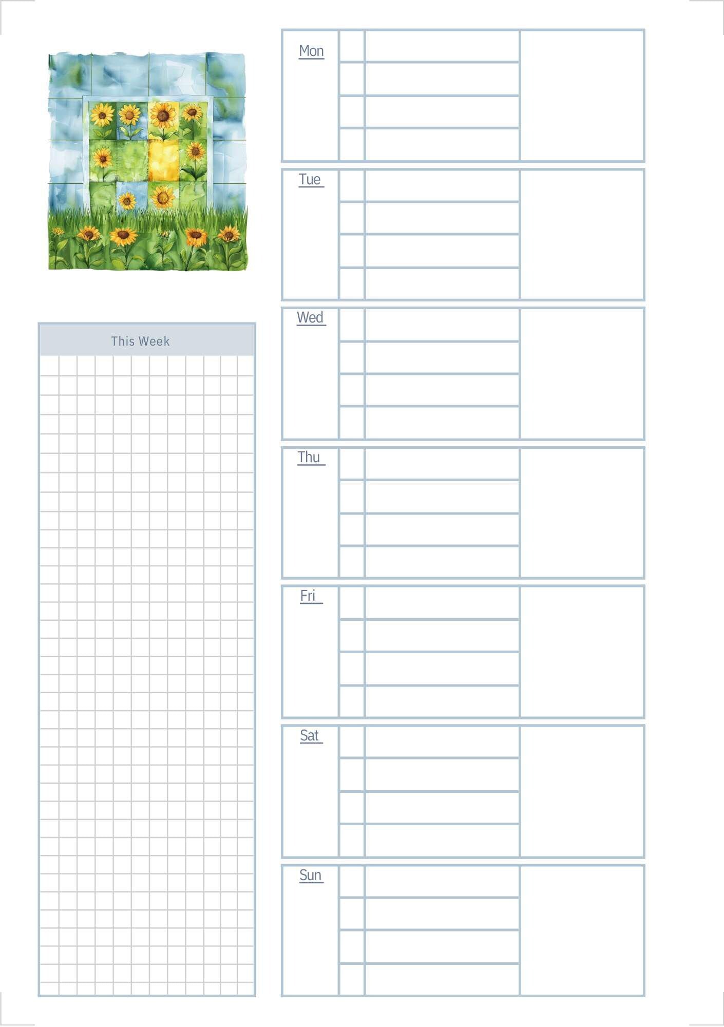 Quiet Wednesday Planner Pages | Beauty of God & Sunflowers Printable Collection