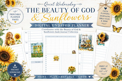 Quiet Wednesday Planner Pages | Beauty of God & Sunflowers Printable Collection