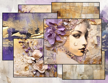 Purple Peace of God Journal Pages | 9 Printable Christian Backgrounds, Faith Junk Journal Kit, Lavender Scripture Pages