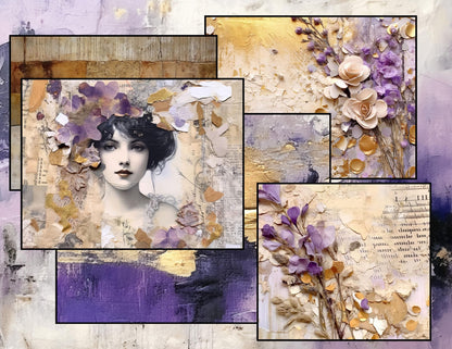 Purple Peace of God Journal Pages | 9 Printable Christian Backgrounds, Faith Junk Journal Kit, Lavender Scripture Pages