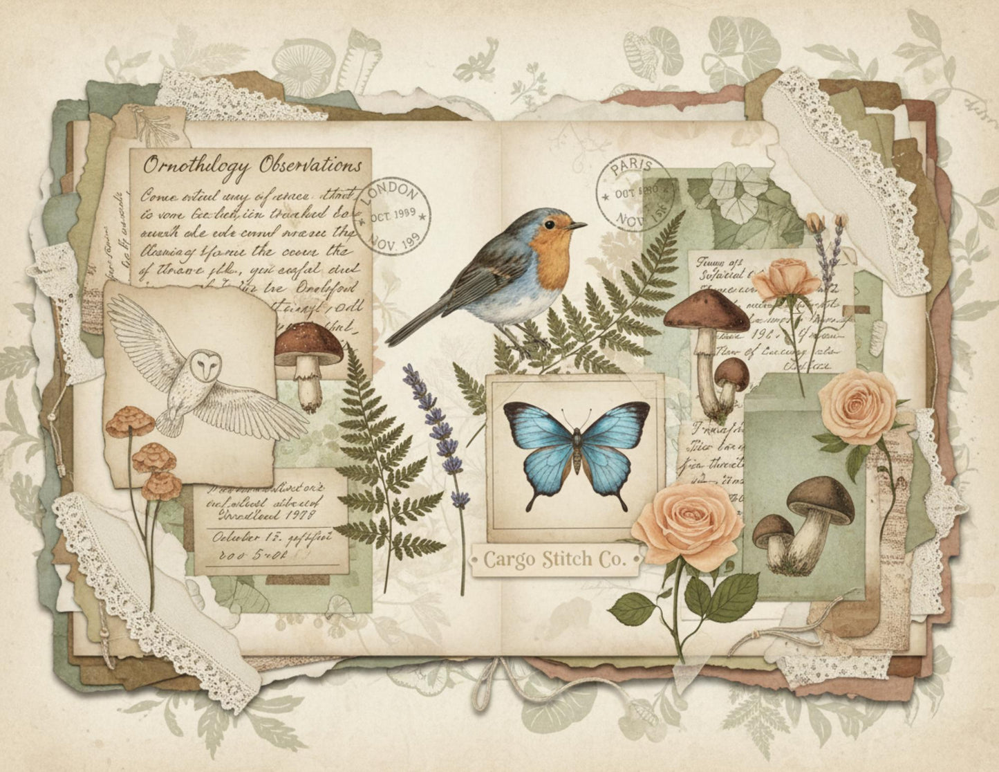 Nature Study Society Journal Kit | 13 Printable Nature Journal Pages | Birds, Butterflies, Ferns & Mushroom Field Notes