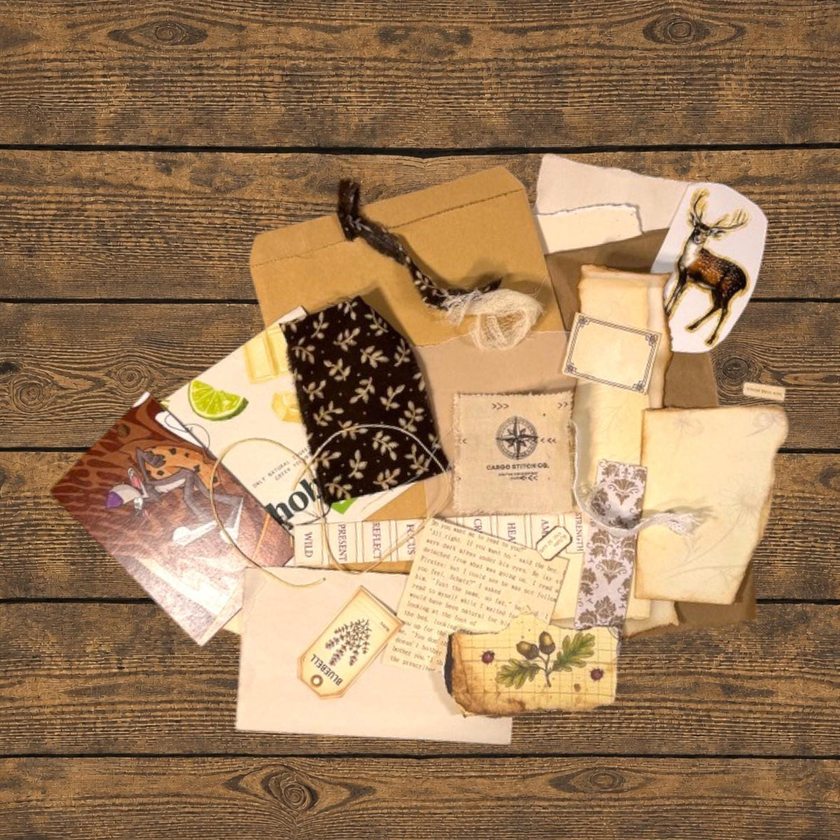 Mini Woodland Field Notes Bundle | Handmade Journal & Ephemera Collection| Botanical Nature Craft Kit, Vintage Naturalist Paper