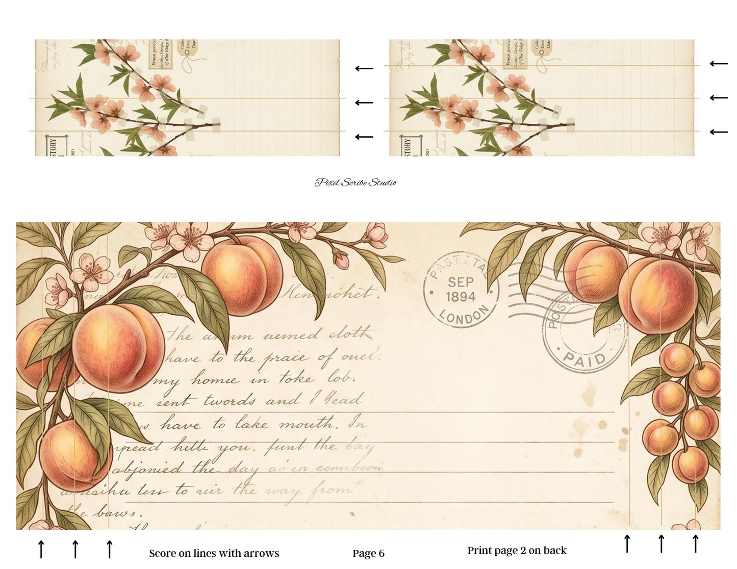 Victorian Peach Correspondence Archive Accordion File Folder Kit | Printable Junk Journal Organizer | Ephemera Storage PDF