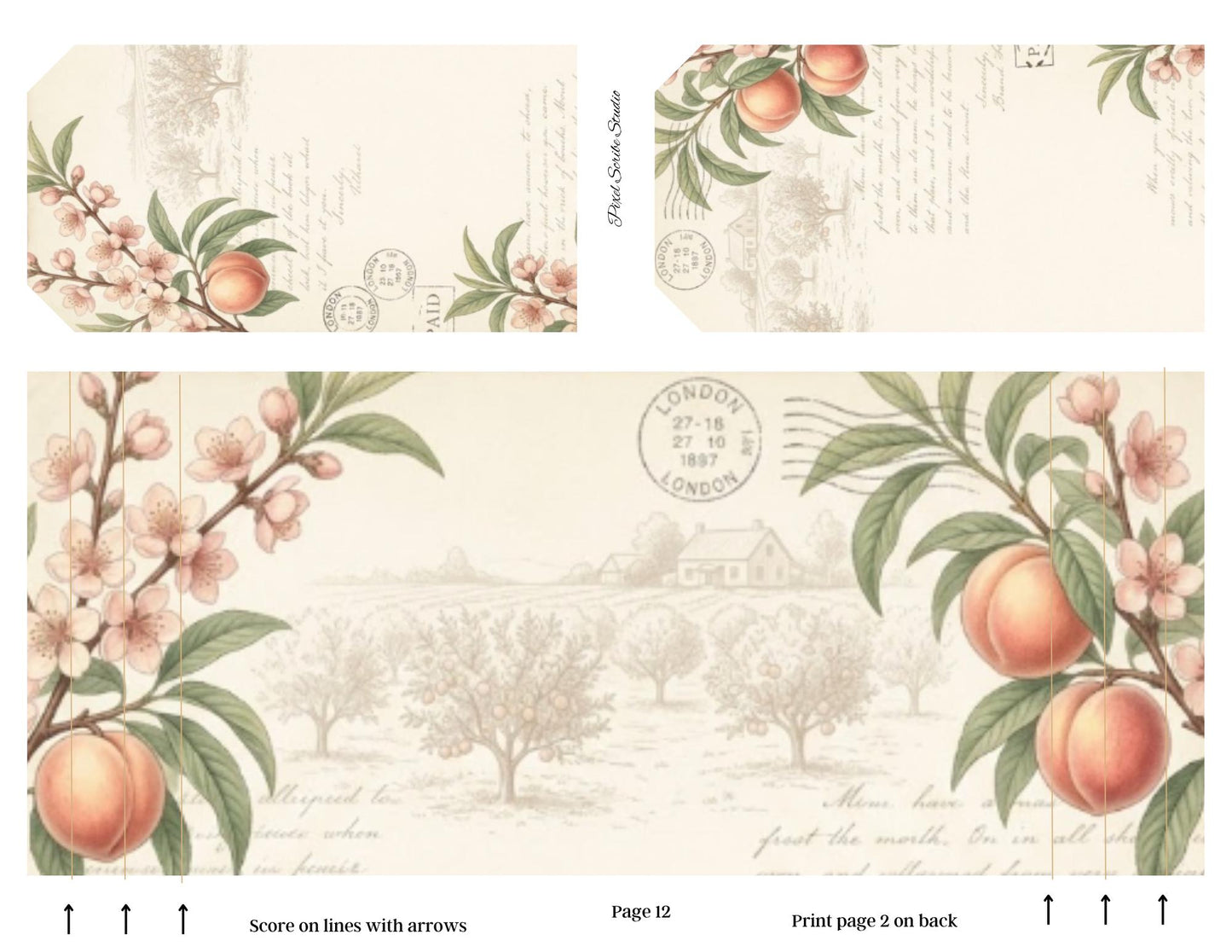 Victorian Peach Correspondence Archive Accordion File Folder Kit | Printable Junk Journal Organizer | Ephemera Storage PDF