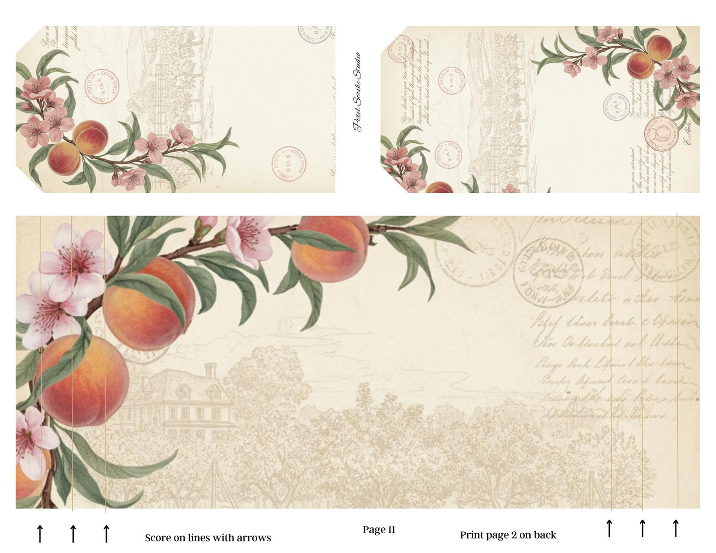 Victorian Peach Correspondence Archive Accordion File Folder Kit | Printable Junk Journal Organizer | Ephemera Storage PDF