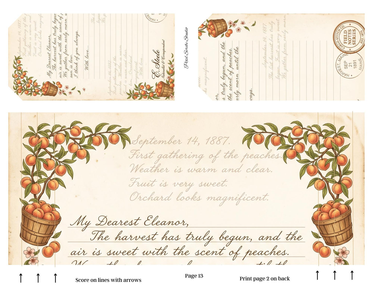 Victorian Peach Correspondence Archive Accordion File Folder Kit | Printable Junk Journal Organizer | Ephemera Storage PDF