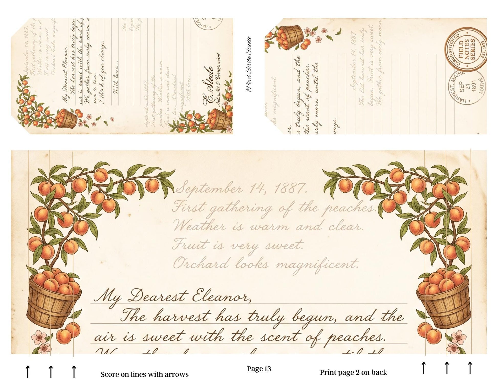 Victorian Peach Correspondence Archive Accordion File Folder Kit | Printable Junk Journal Organizer | Ephemera Storage PDF
