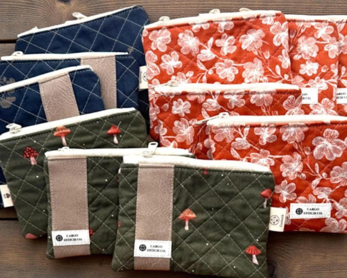 Mini Zipper Pouch | Quilted Coin Purse & Card Holder | Small Fabric Organizer | Earbud Pouch | Handmade Gift