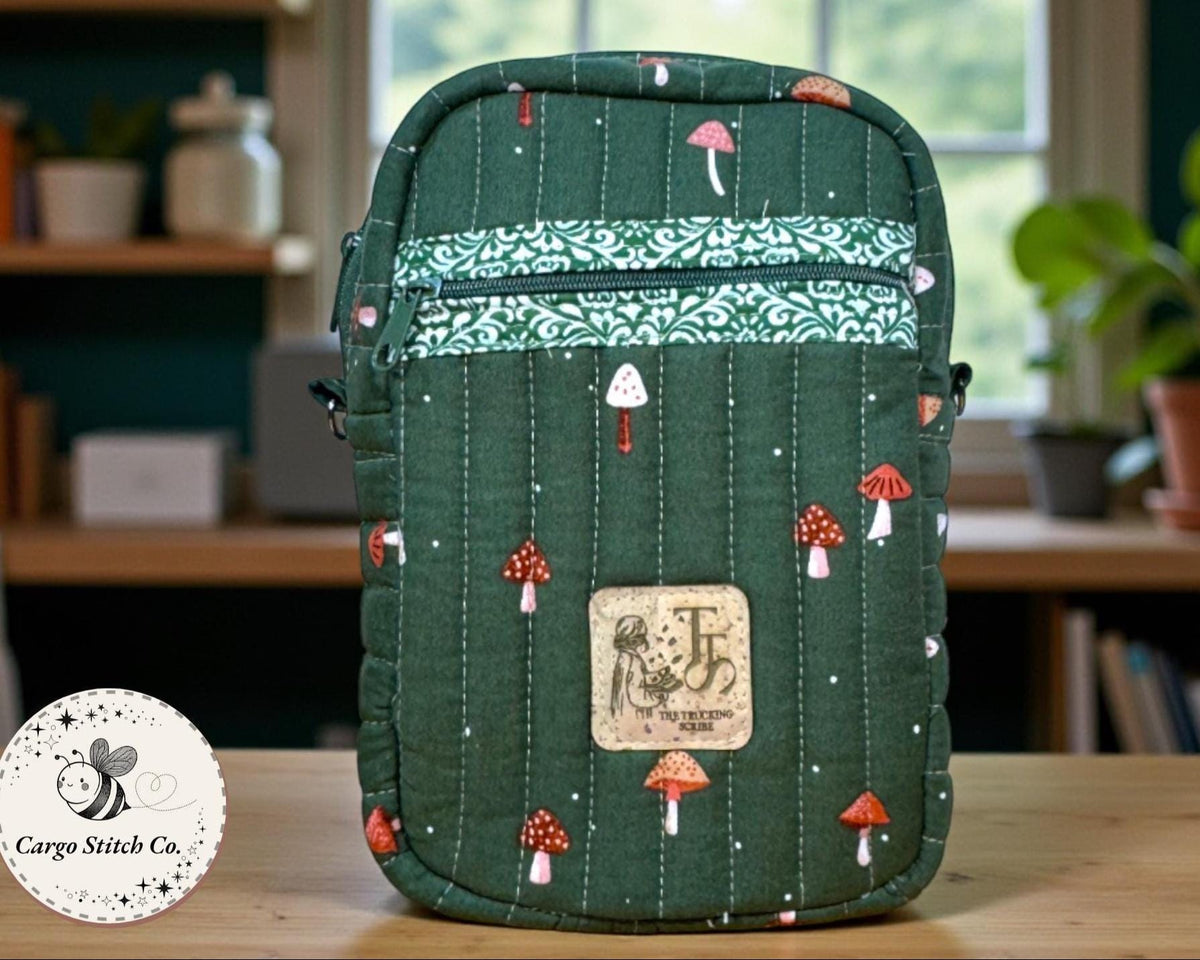 Mushroom Crossbody Bag, Quilted Small Purse, Peppermint Lane Quick Haul, Handmade Woodland Bag