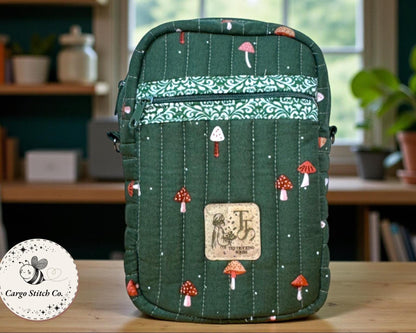 Mushroom Crossbody Bag, Quilted Small Purse, Peppermint Lane Quick Haul, Handmade Woodland Bag