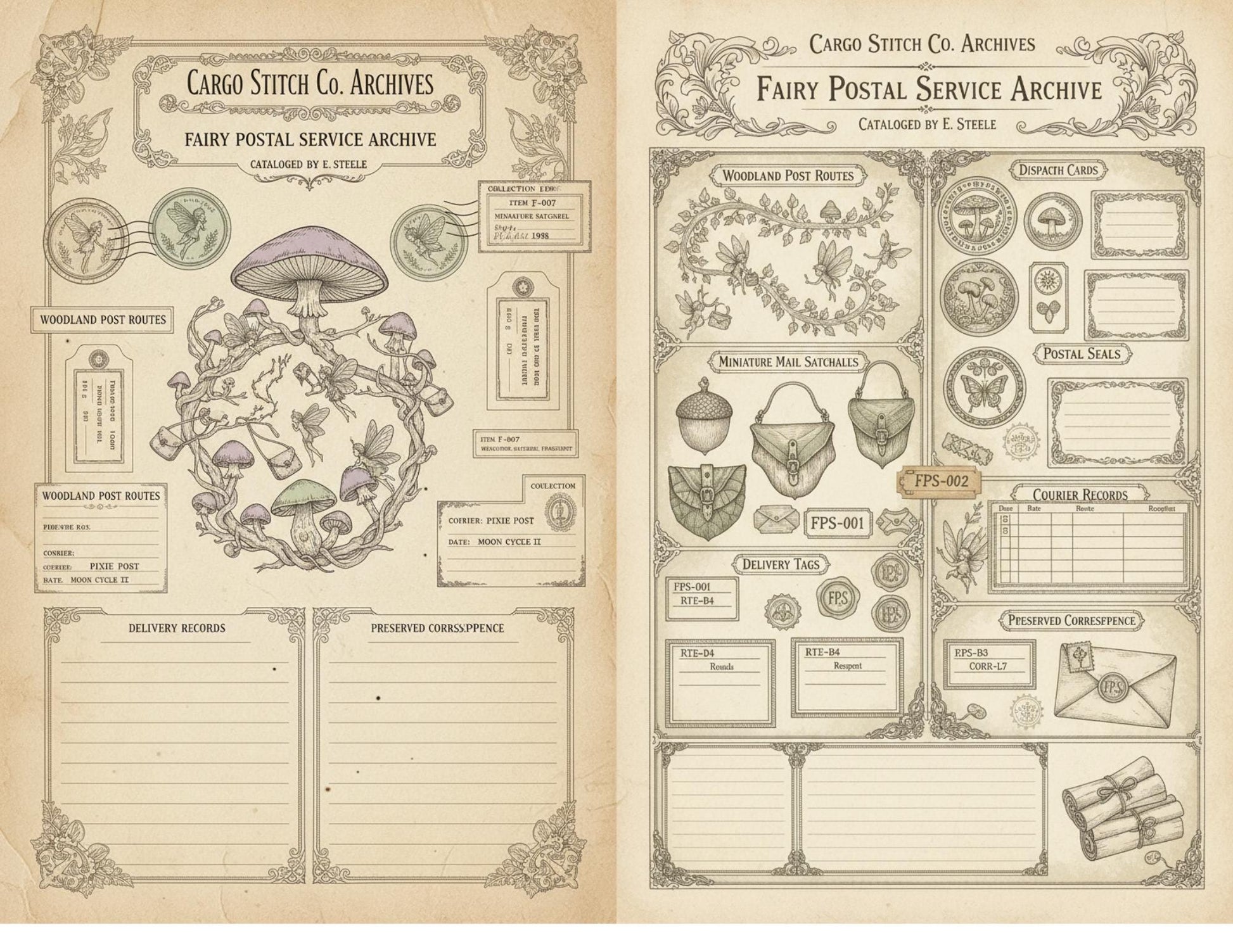Fairy Correspondence Archive | Printable Fairy Journal Kit, Letters, Ephemera, Writing Pages, Vintage Archive Papers