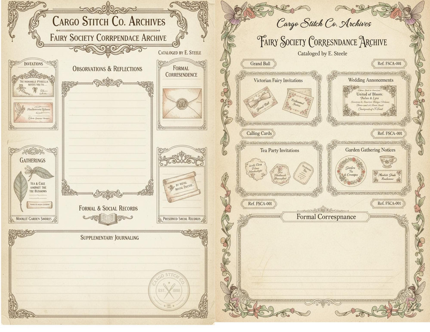Fairy Correspondence Archive | Printable Fairy Journal Kit, Letters, Ephemera, Writing Pages, Vintage Archive Papers