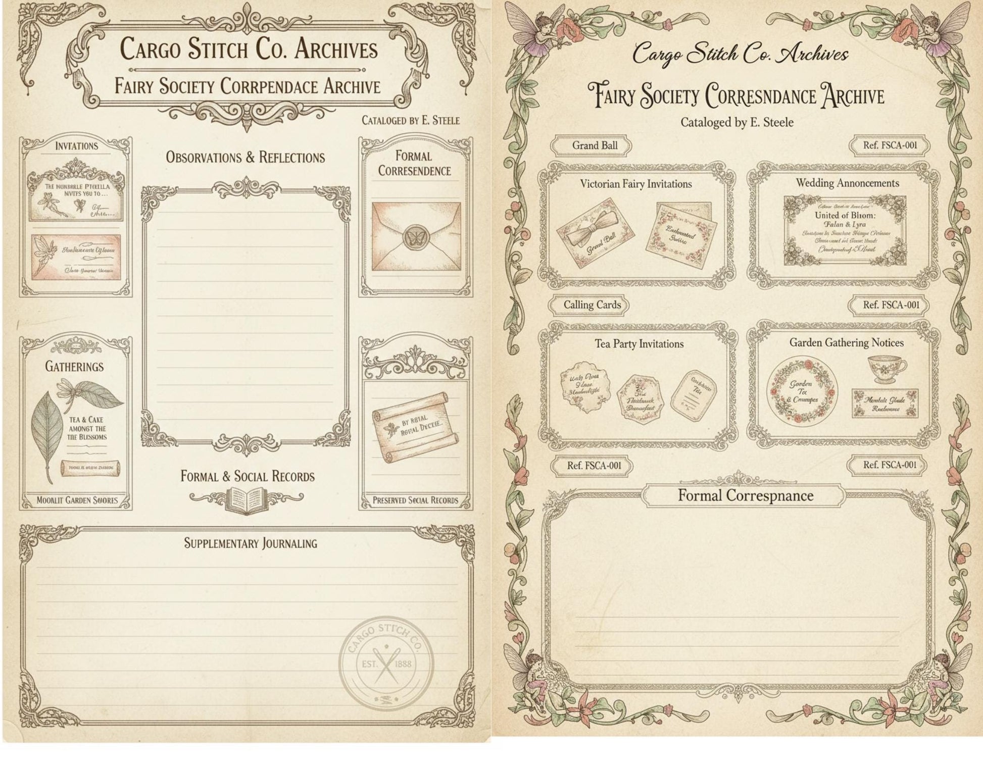 Fairy Correspondence Archive | Printable Fairy Journal Kit, Letters, Ephemera, Writing Pages, Vintage Archive Papers