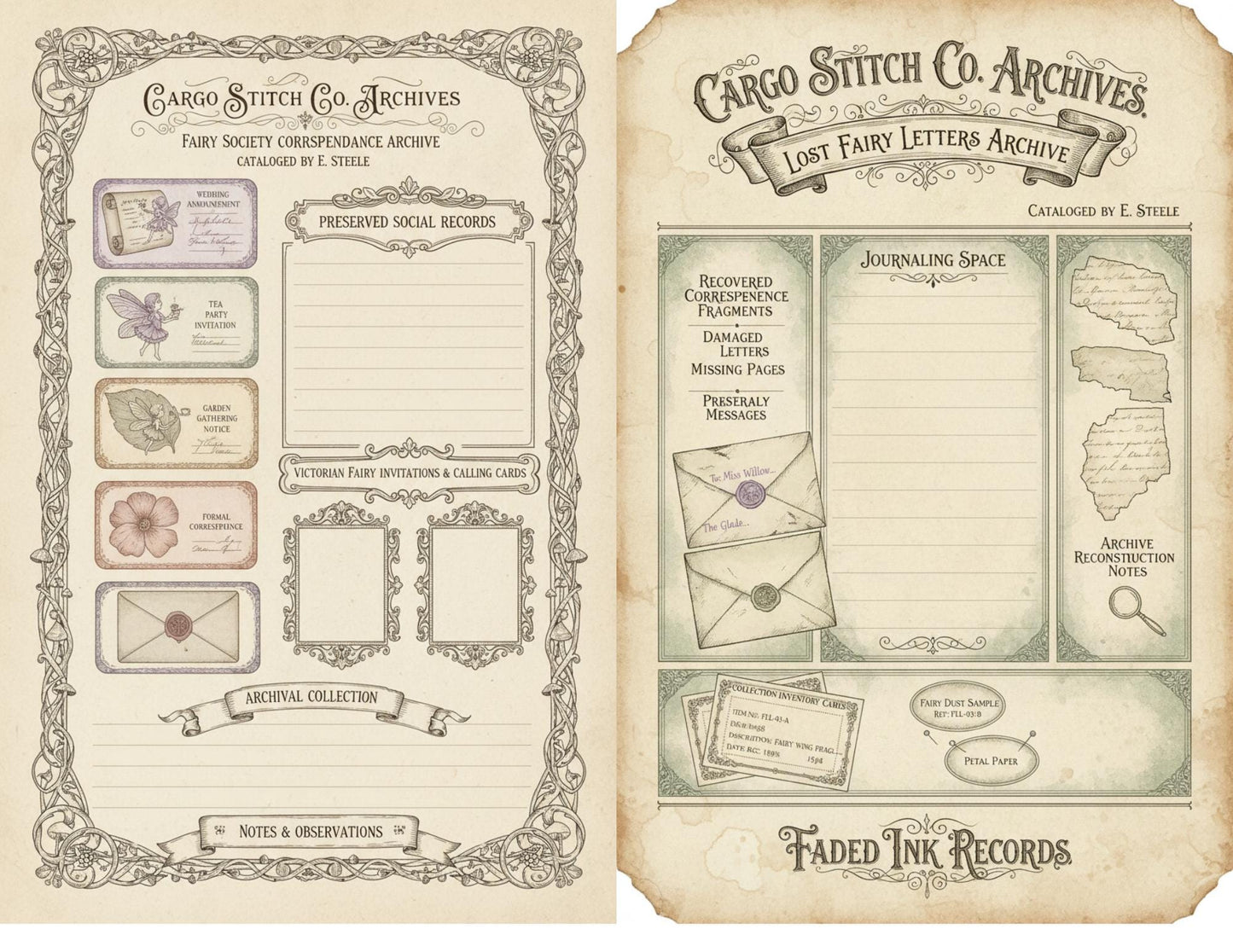 Fairy Correspondence Archive | Printable Fairy Journal Kit, Letters, Ephemera, Writing Pages, Vintage Archive Papers