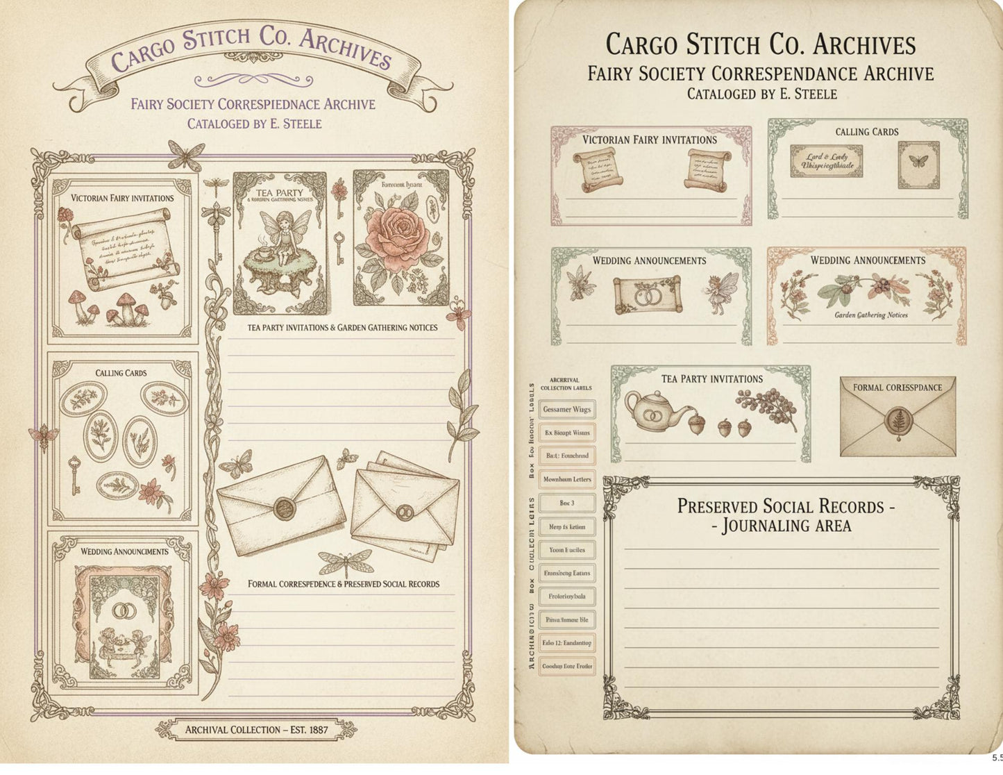 Fairy Correspondence Archive | Printable Fairy Journal Kit, Letters, Ephemera, Writing Pages, Vintage Archive Papers