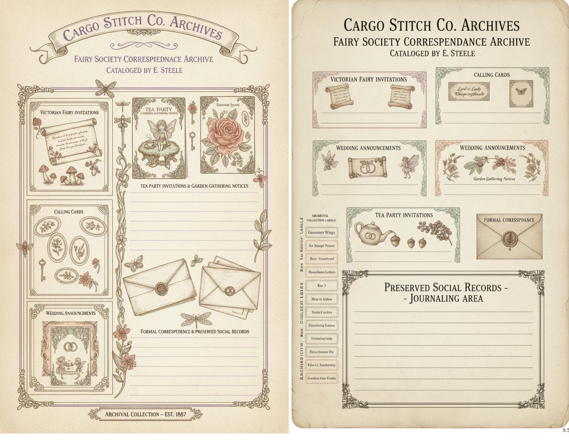Fairy Correspondence Archive | Printable Fairy Journal Kit, Letters, Ephemera, Writing Pages, Vintage Archive Papers
