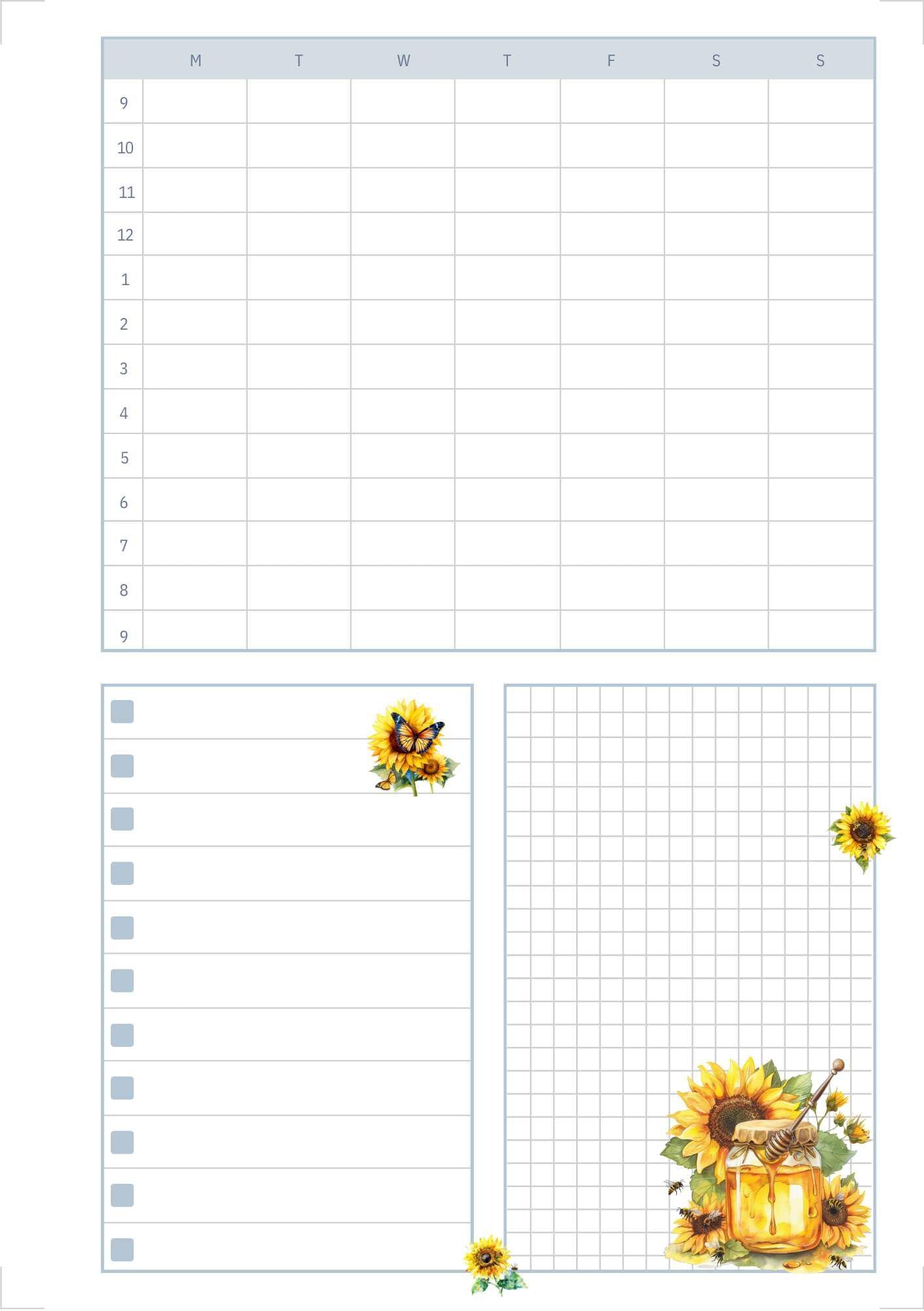 Quiet Wednesday Planner Pages | Beauty of God & Sunflowers Printable Collection