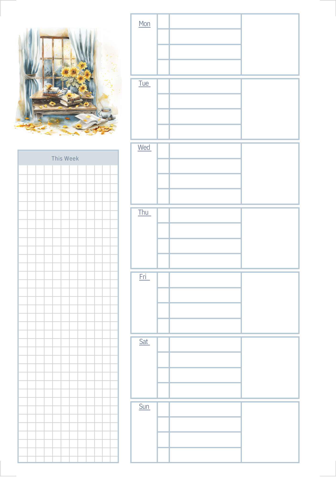 Quiet Wednesday Planner Pages | Beauty of God & Sunflowers Printable Collection