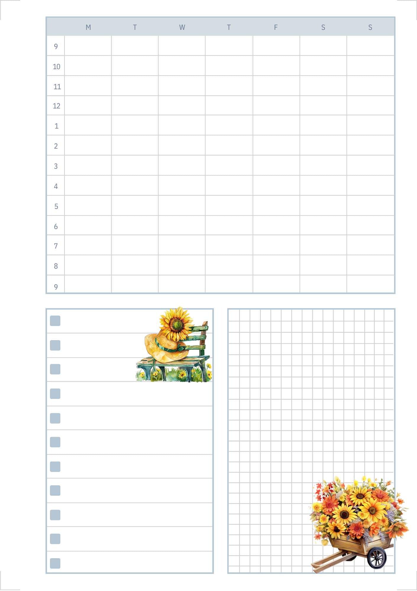 Quiet Wednesday Planner Pages | Beauty of God & Sunflowers Printable Collection