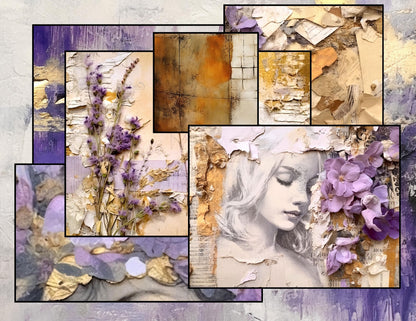 Purple Peace of God Journal Pages | 9 Printable Christian Backgrounds, Faith Junk Journal Kit, Lavender Scripture Pages