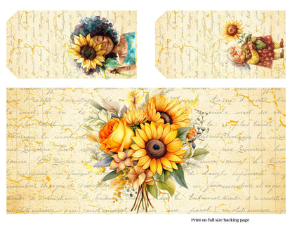 Accordion File Folder The Beauty of God & Sunflowers Collection | Printable Vintage Sunflower Storage Junk Journal Kit Bible Study Ephemera