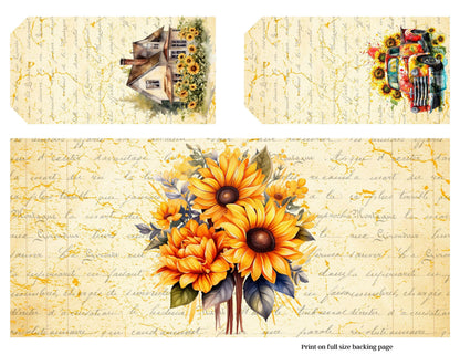Accordion File Folder The Beauty of God & Sunflowers Collection | Printable Vintage Sunflower Storage Junk Journal Kit Bible Study Ephemera