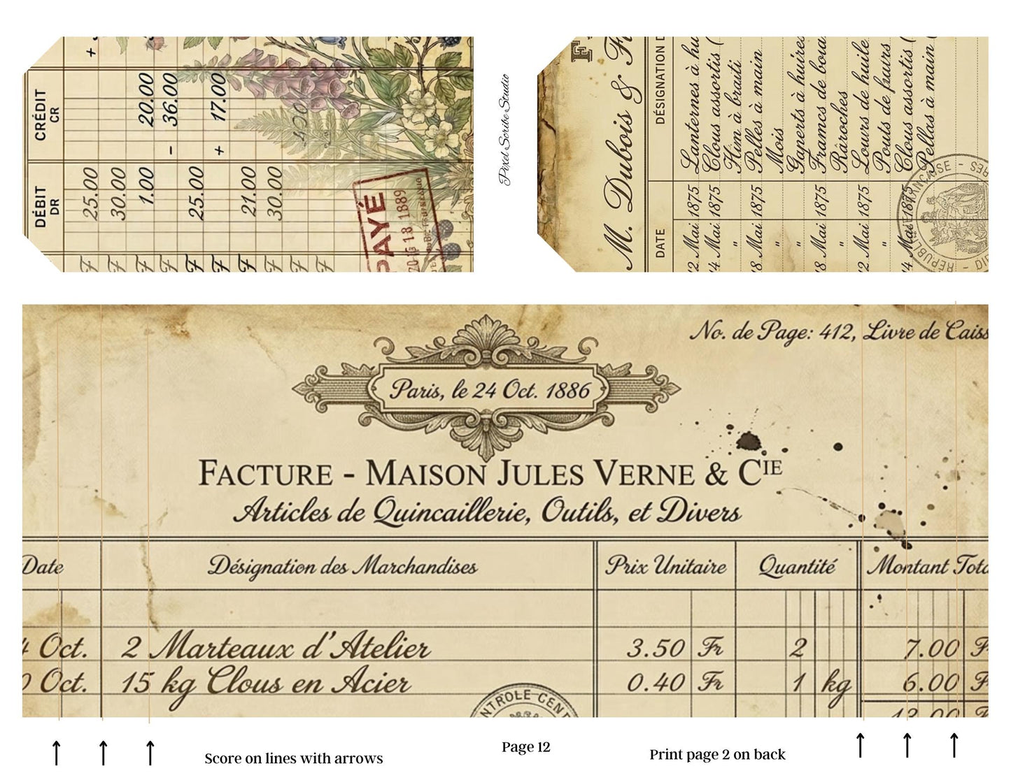 Botanical Field Notes Accordion File Folder Printable | Vintage Nature Ephemera Organizer Kit | Junk Journal Storage System