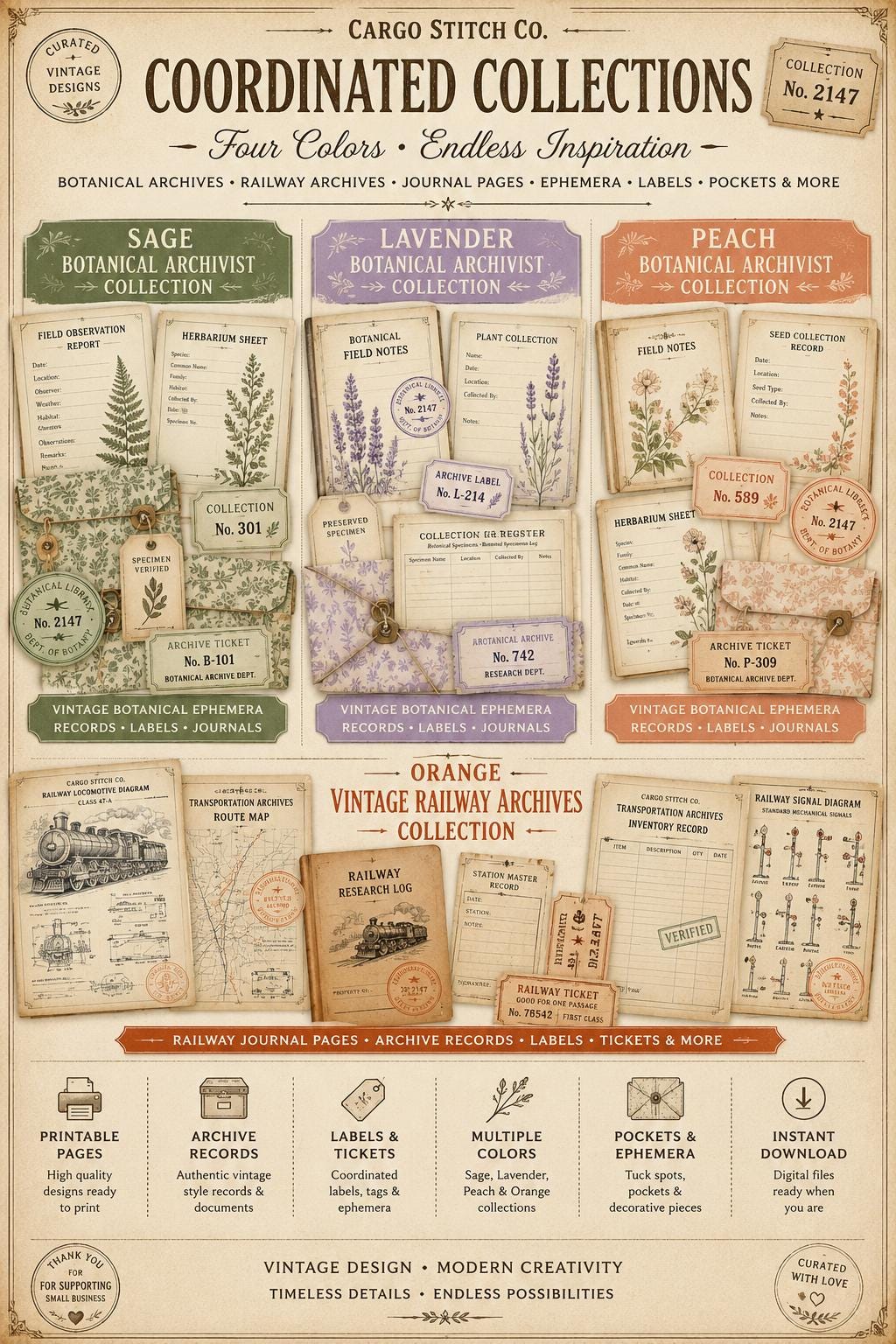 Botanical Seed Exchange Society Garden Observation Journal | 14 Printable Pages | Botanical Writing Pages & Garden Records
