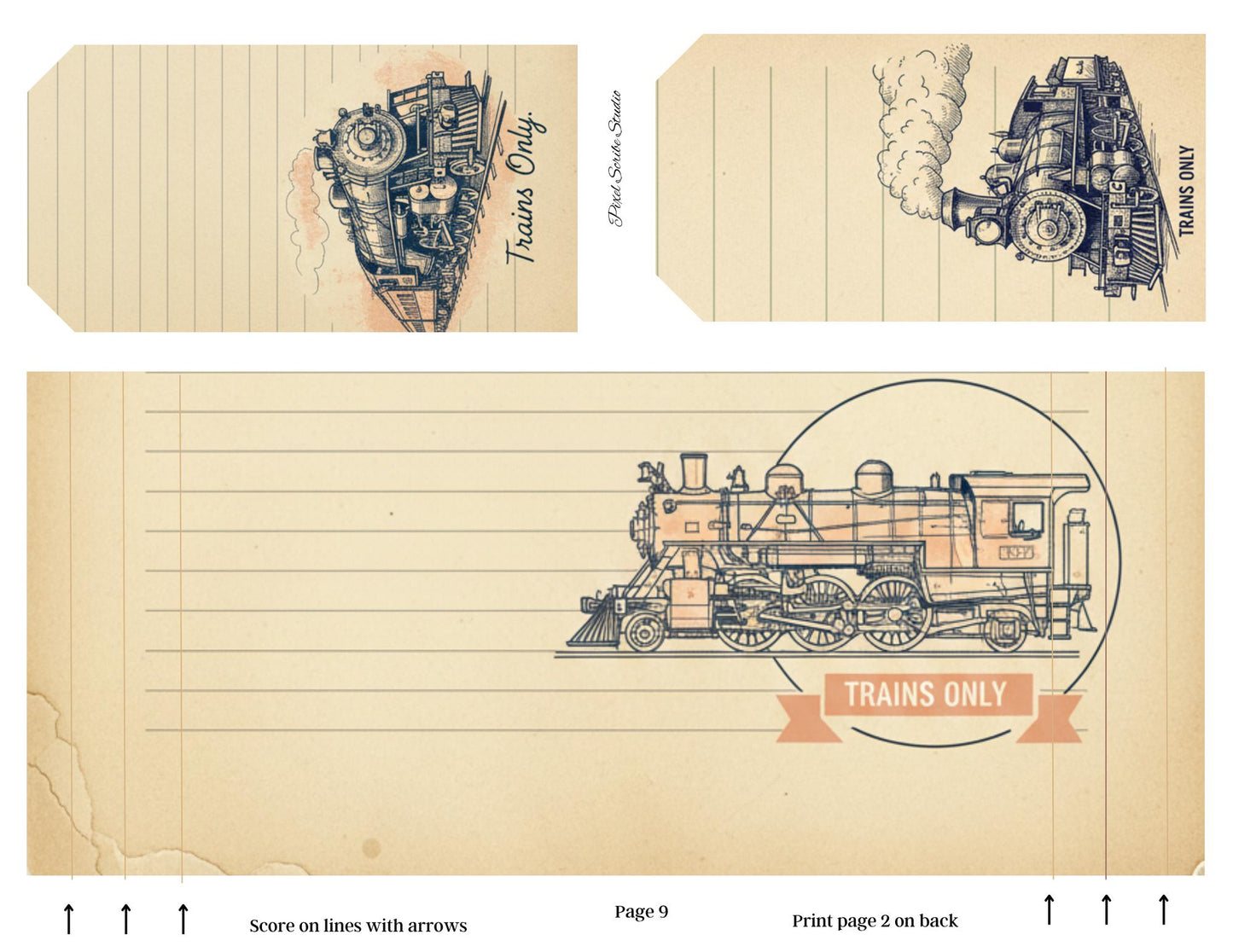 Transportation Archive Accordion File Folder Kit | Railway Field Notes | Vintage Train Journal Printable | Tags | Digital Download