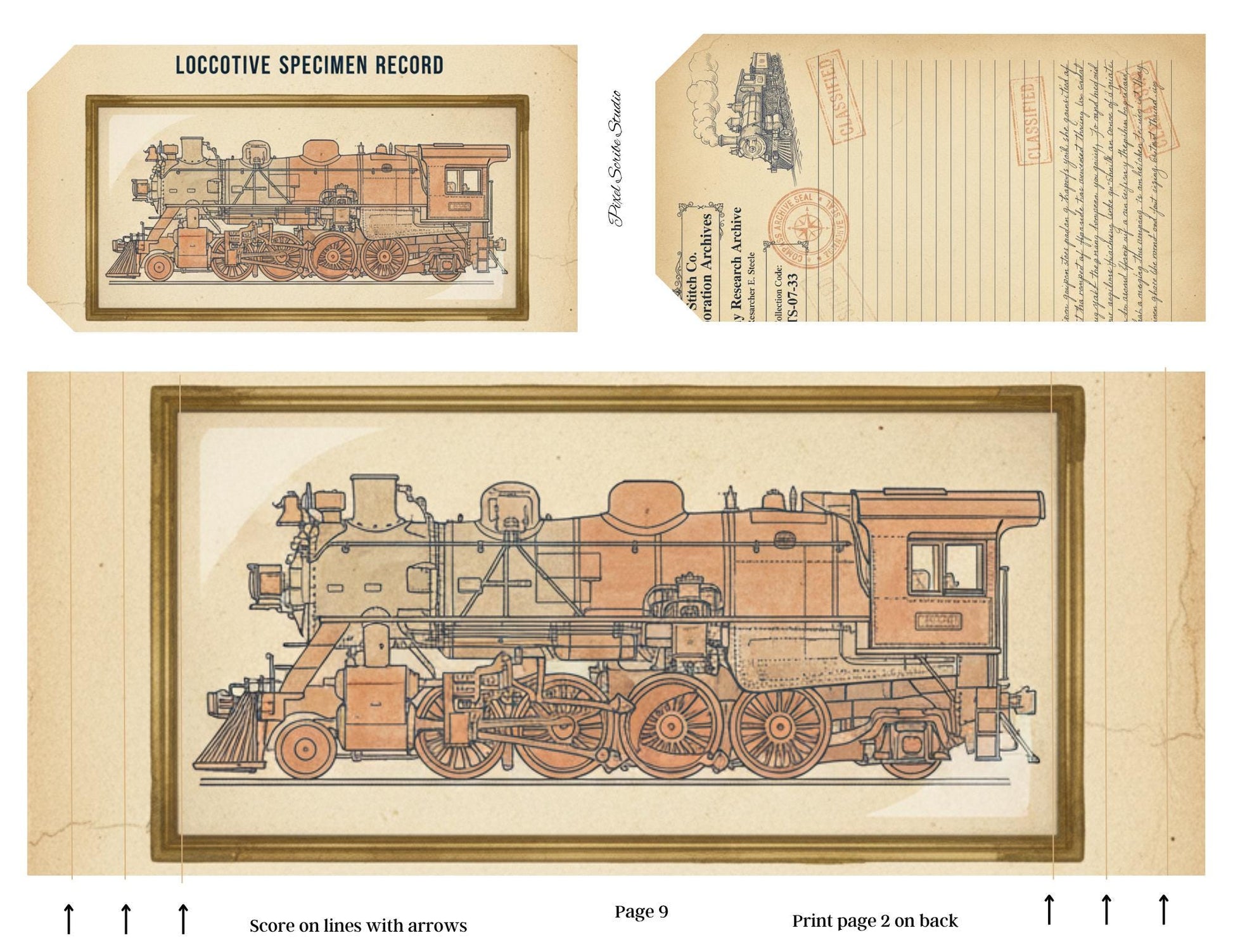 Transportation Archive Accordion File Folder Kit | Railway Field Notes | Vintage Train Journal Printable | Tags | Digital Download