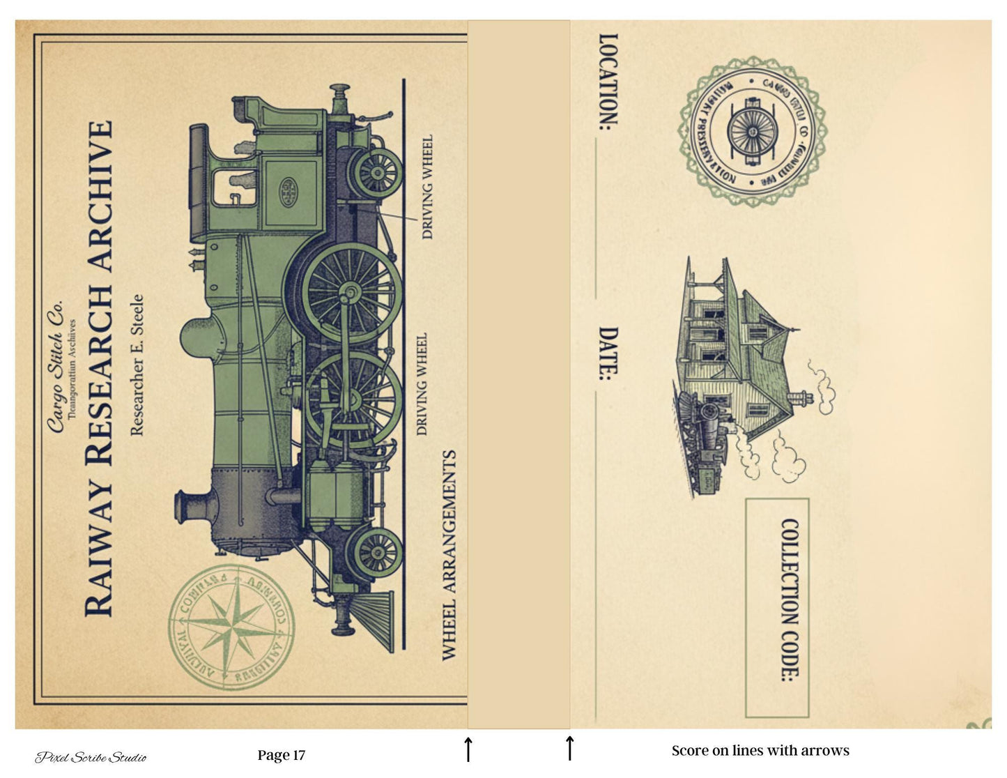 Transportation Archive Accordion File Folder Kit | Railway Field Notes | Vintage Train Journal Printable | Tags | Digital Download