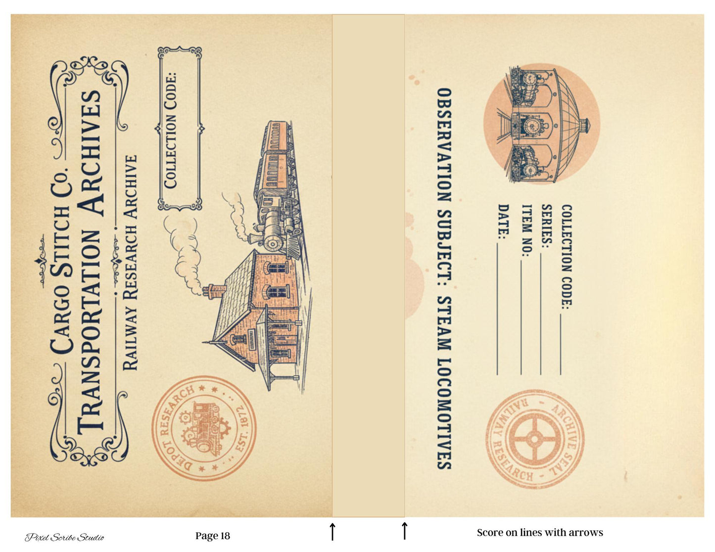 Transportation Archive Accordion File Folder Kit | Railway Field Notes | Vintage Train Journal Printable | Tags | Digital Download