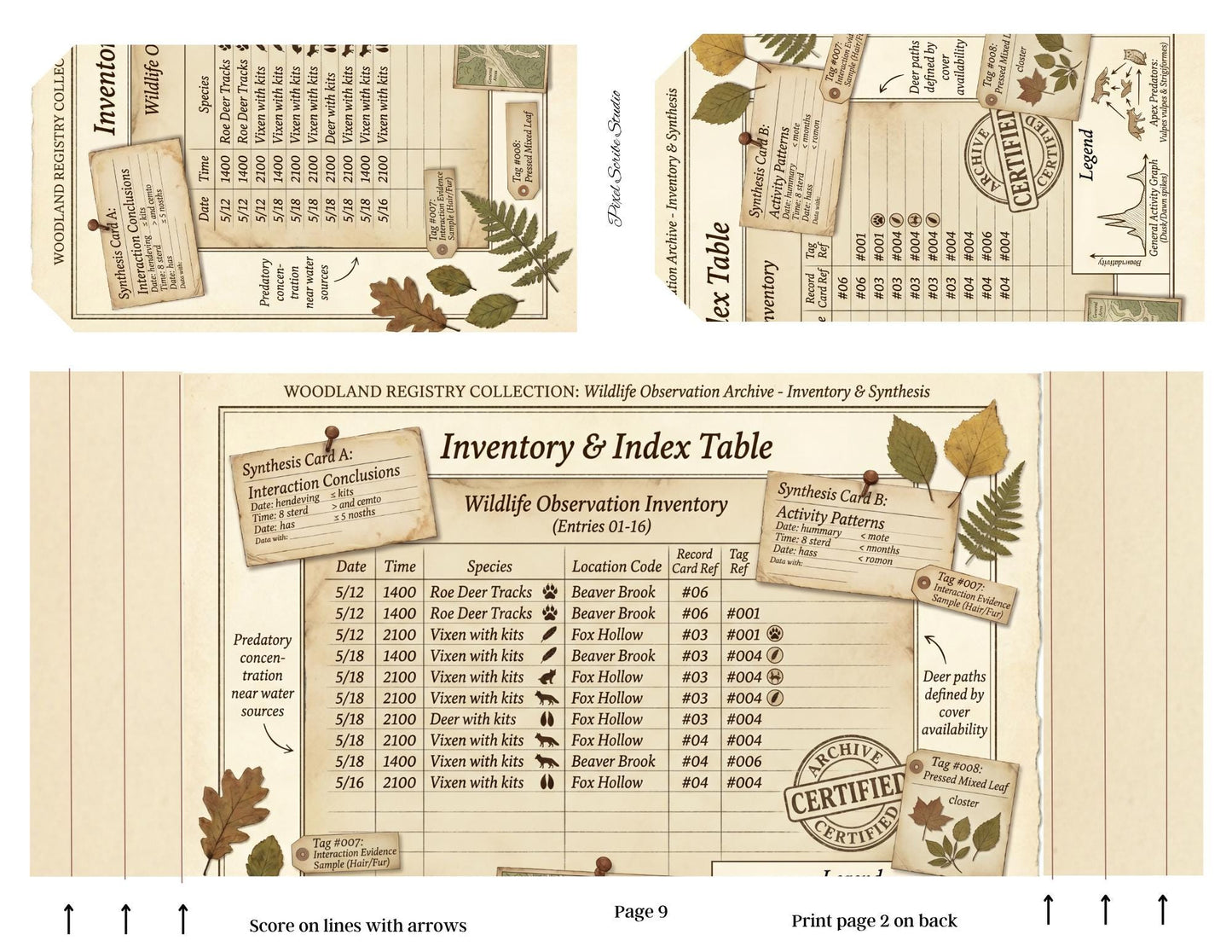 Accordion File Folder Kit Woodland Registry | Woodland Maps & Surveys | Printable Accordion Folder, Junk Journal Printable, Archive Ephemer