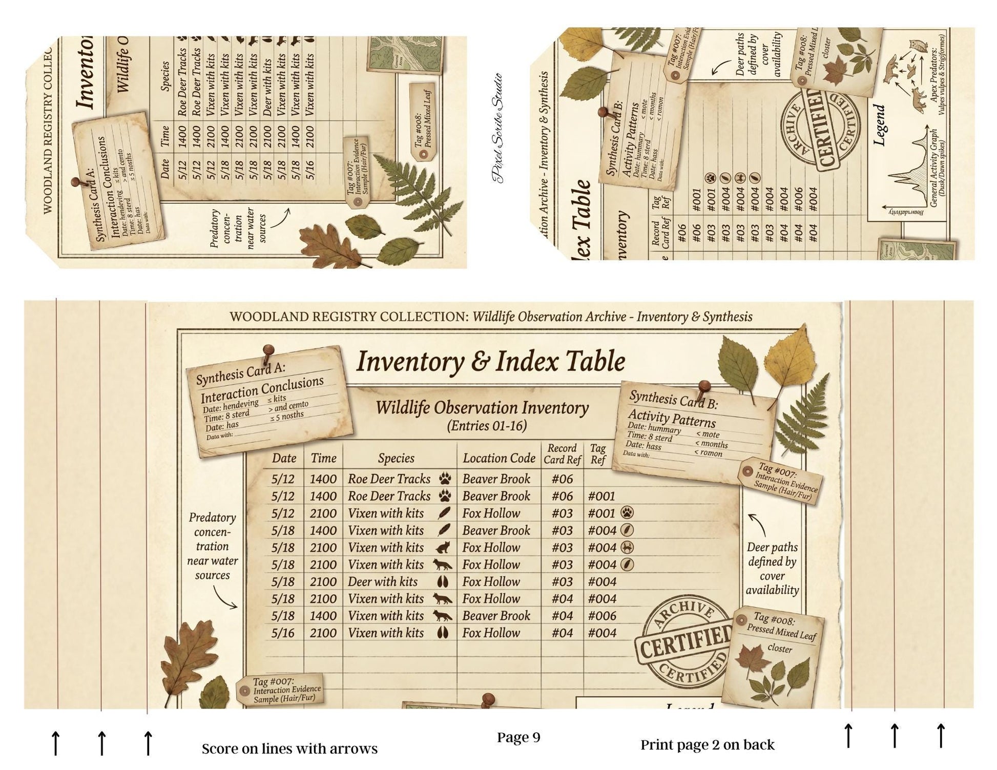 Accordion File Folder Kit Woodland Registry | Woodland Maps & Surveys | Printable Accordion Folder, Junk Journal Printable, Archive Ephemer