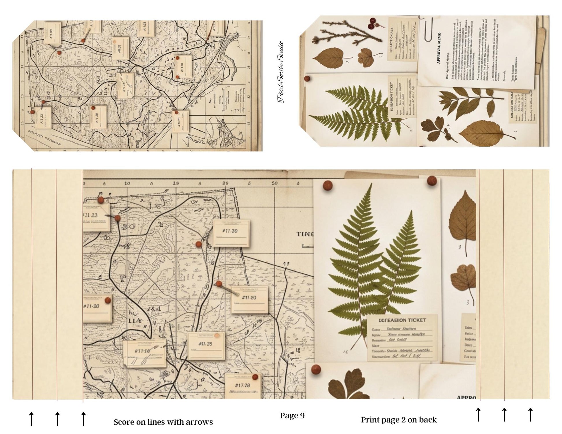 Accordion File Folder Kit Woodland Registry | Woodland Maps & Surveys | Printable Accordion Folder, Junk Journal Printable, Archive Ephemer