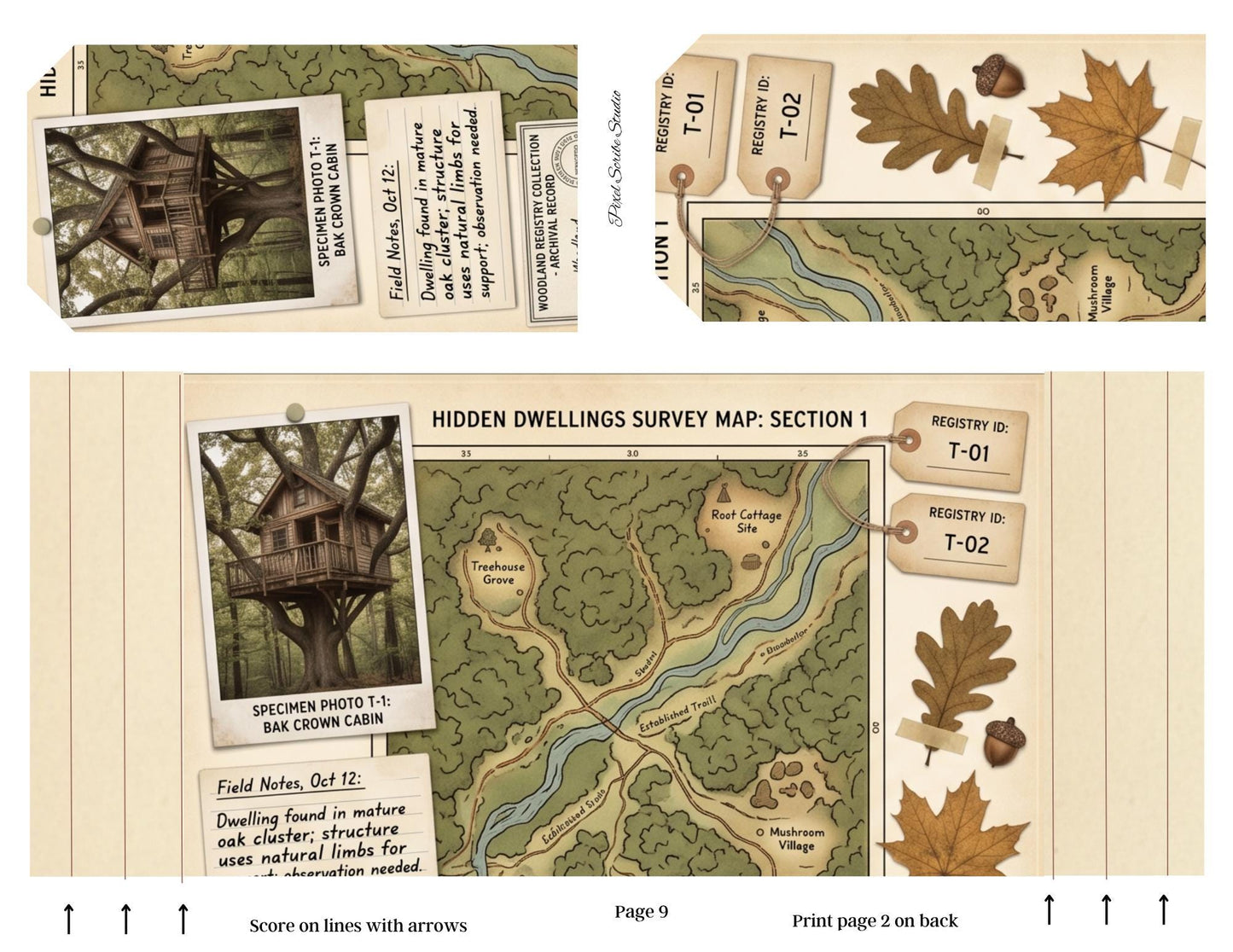Accordion File Folder Kit Woodland Registry | Woodland Maps & Surveys | Printable Accordion Folder, Junk Journal Printable, Archive Ephemer