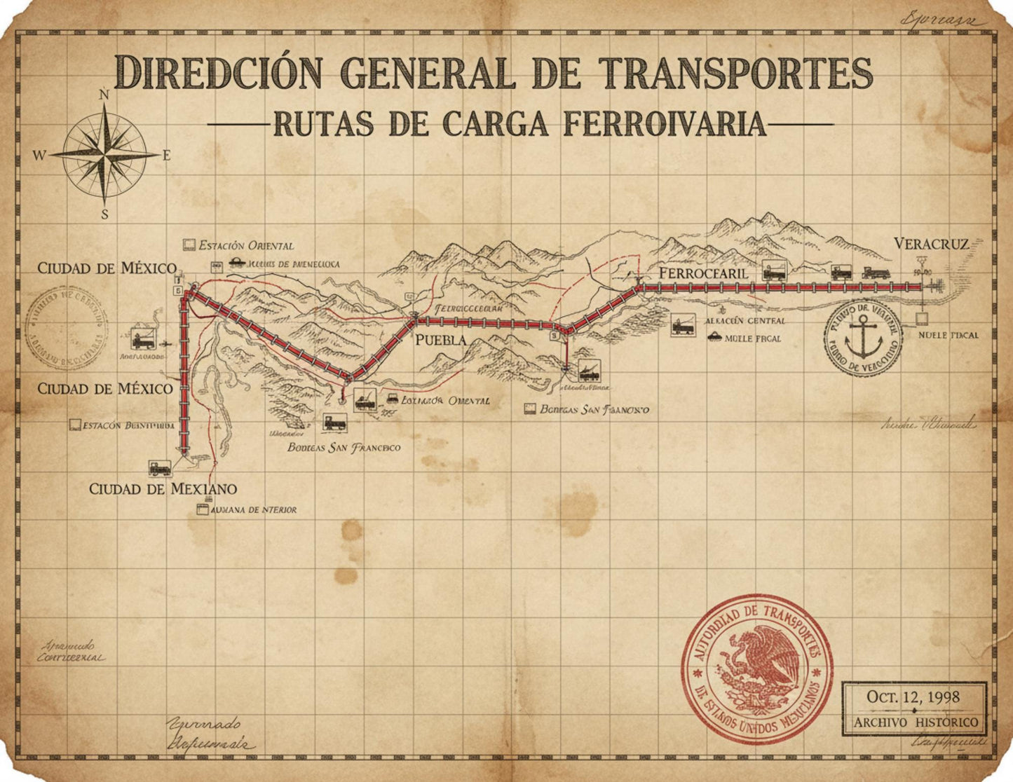 Mexico Railway Survey Maps | Ferrocarriles Nacionales de México | Vintage Railway Archive | Printable Journal Pages | Digital Download
