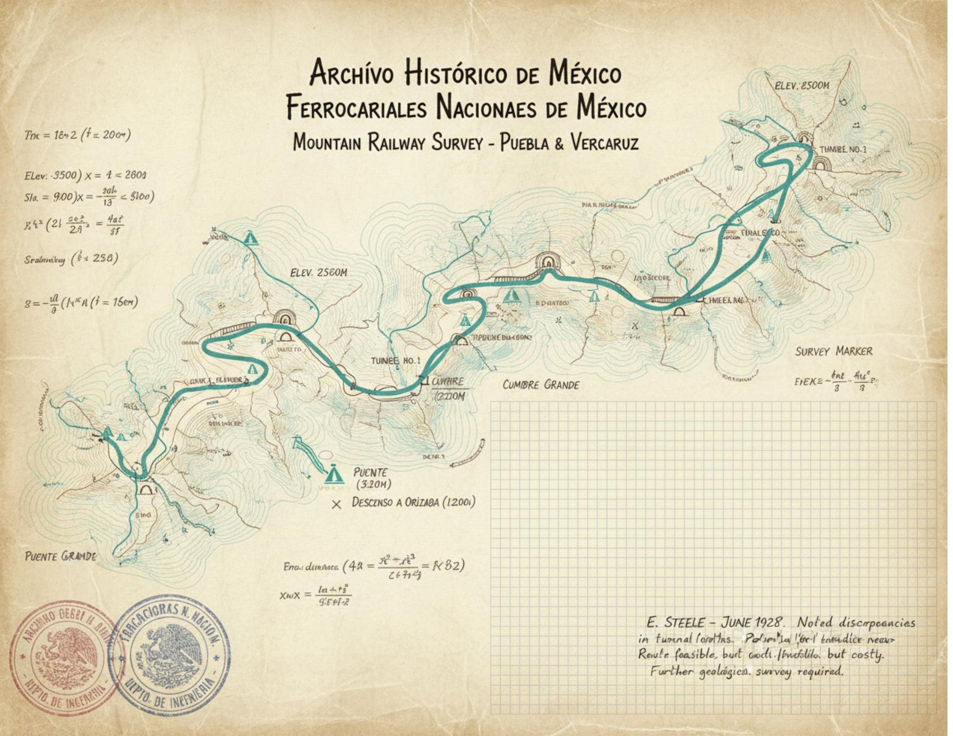 Mexico Railway Survey Maps | Ferrocarriles Nacionales de México | Vintage Railway Archive | Printable Journal Pages | Digital Download