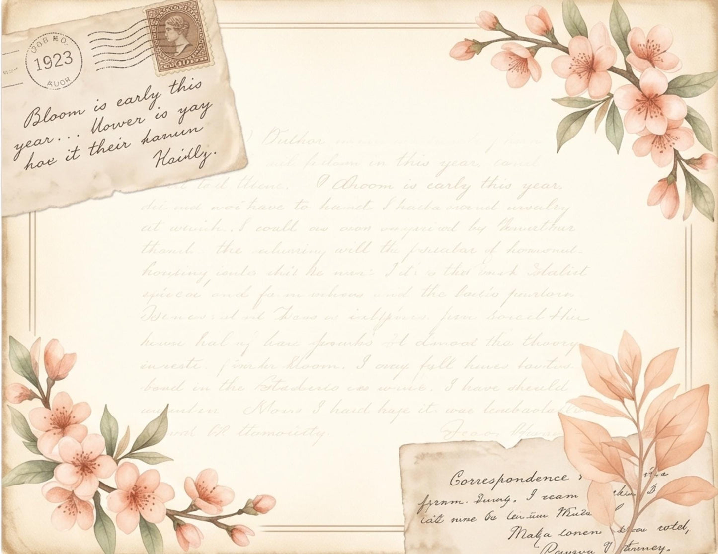 Peach Orchard Journaling Pages | Vintage Botanical Writing Paper | Peach Blossom Stationery | Printable Journal Pages | Junk Journal Kit